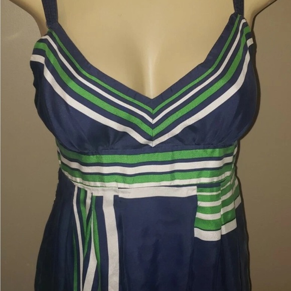 Guess 100% Silk Dress Size M Spaghetti Straps Tie Waist Deep V Neck - Picture 2 of 5